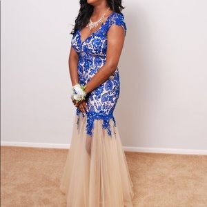 Royal Blue & Nude Prom Dress